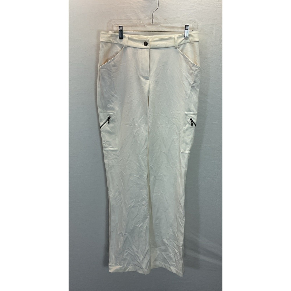 St. John Sport‎ by Marie Gray Size 8 Ivory Wide Leg Cargo Pants Office Old Money